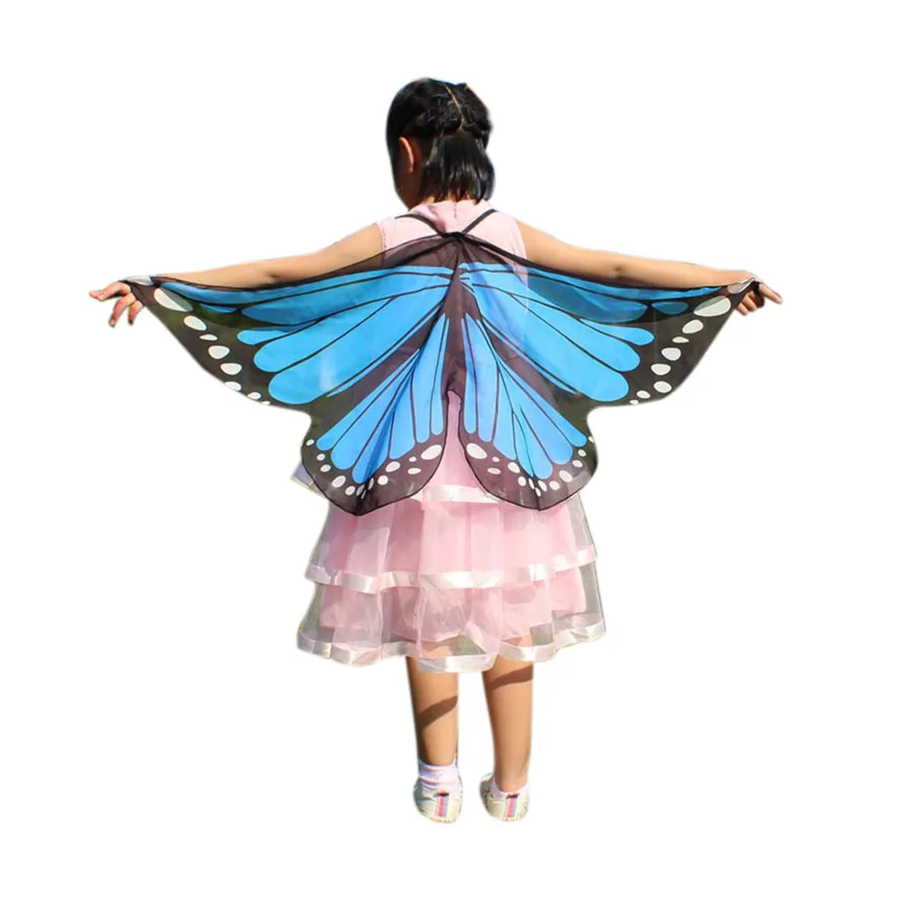 Модный детский шарф для девочек, богемный стиль, шаль с принтом бабочки, пашмины, костюм, аксессуары, пончо и накидки