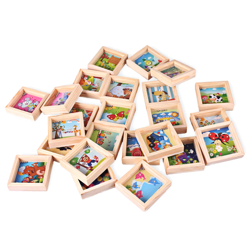 Wooden Mini Maze Toy Kids Balance Game Labyrinth Educational Toys