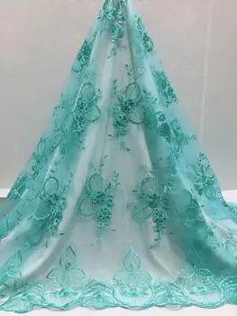 

2019 High Quality Nigerian Lace Fabrics Latest Green Wedding Mesh African Lace Fabric Bride Guipure French Net Lace Fabric