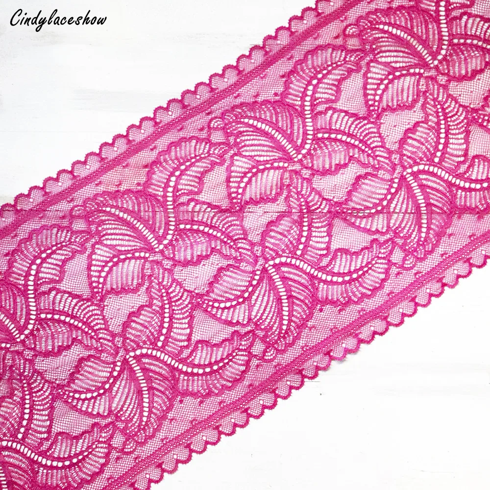 

1Yard 23cm Width Leaves Stretch Lace Ribbon Lace Trim Purple Red Elastic Lace Fabrics Bra Underwear Garters Sewing