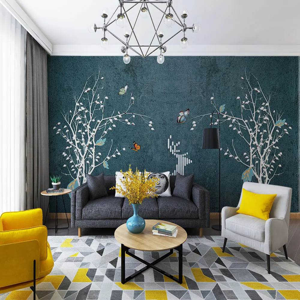 Decoration Textile wallpaper Nordic abstract modern beautiful gold foil green background wall customization | Обустройство дома