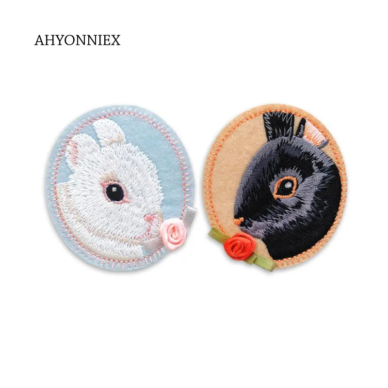 

AHYONNIEX 1PC Iron On Embroidery Patches Baby Clothing Shoes Cap Patch DIY Clothes Flower Rabbit Patch New Applique for Clothes