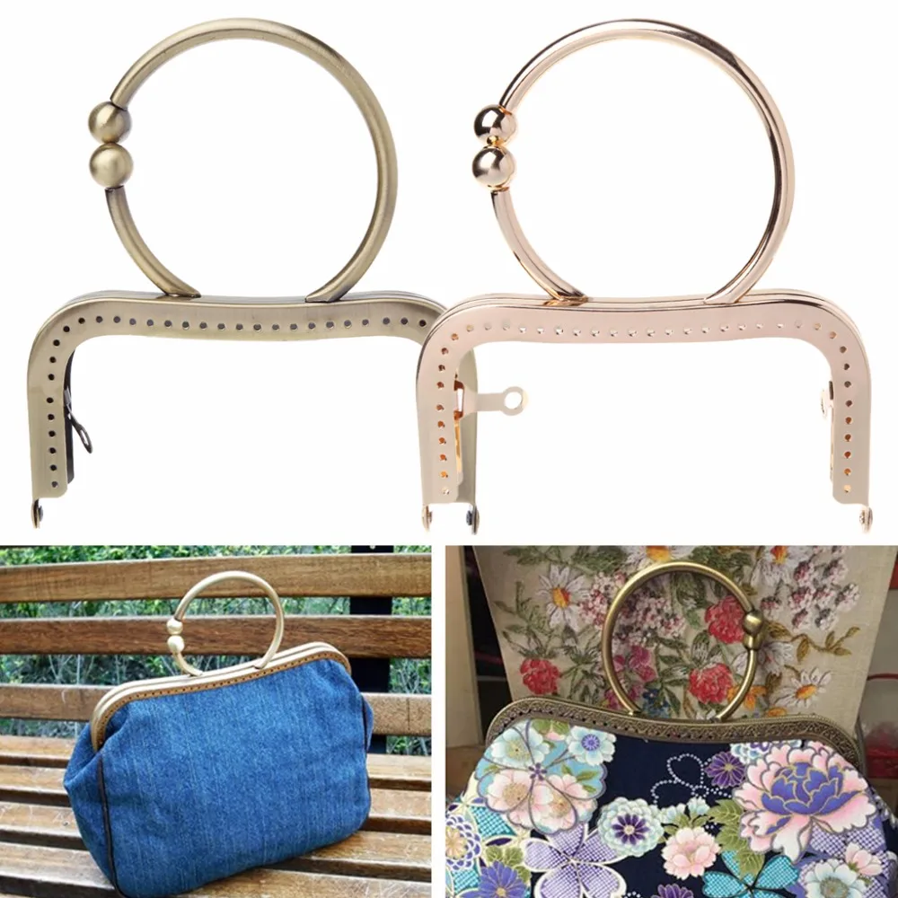 

THINKTHENDO Bag Frame 1PC 12.5cm Vintage Metal Purse Bag Frame Kiss Clasp Lock With Handle New