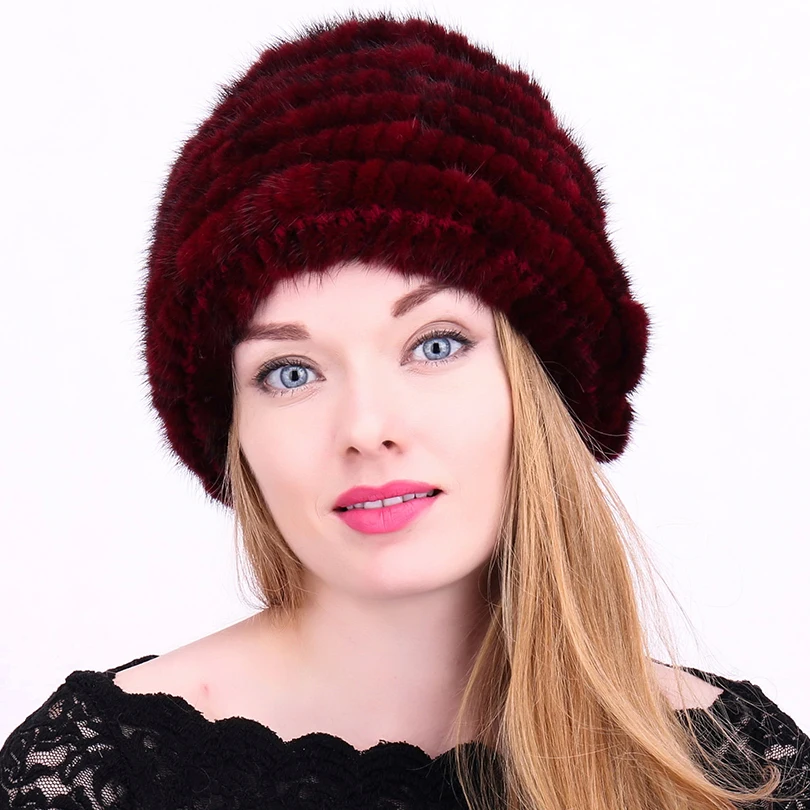 Шапка бини женская из натурального меха норки в полоску|mink fur hats|fur hatreal mink hat |