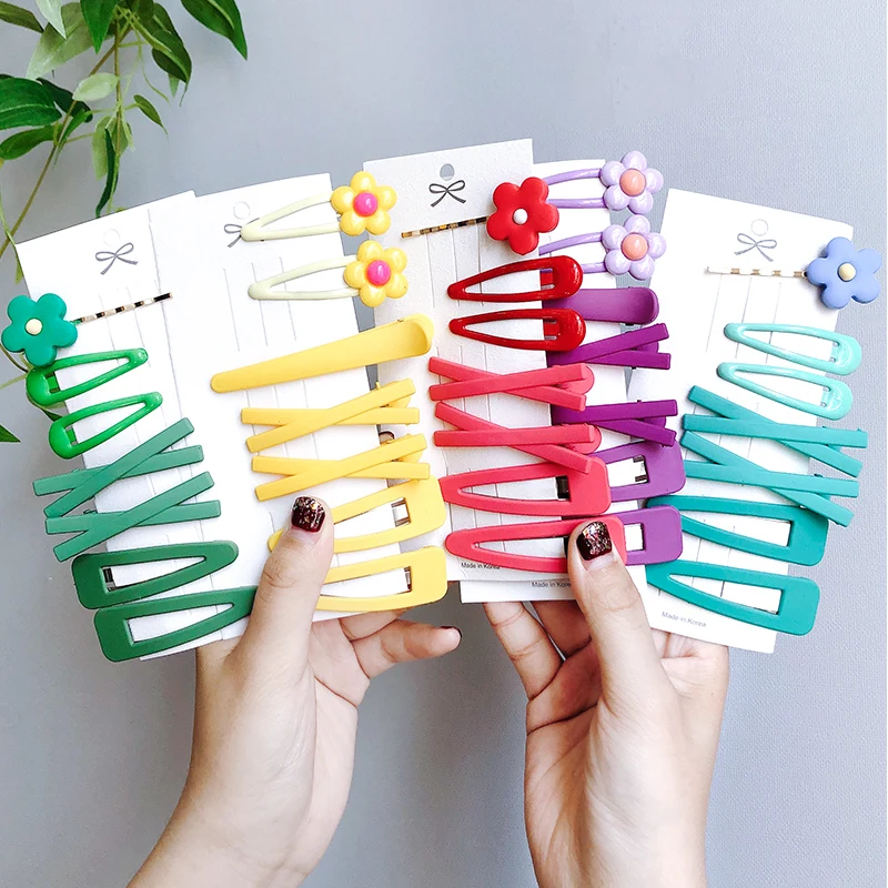 

7Pcs/Set Hot Flower Women Girls Kids Cute Korea Geometric Candy Color BB Hair Clips Hairpins Hairgrip Barrettes Hair Accessories