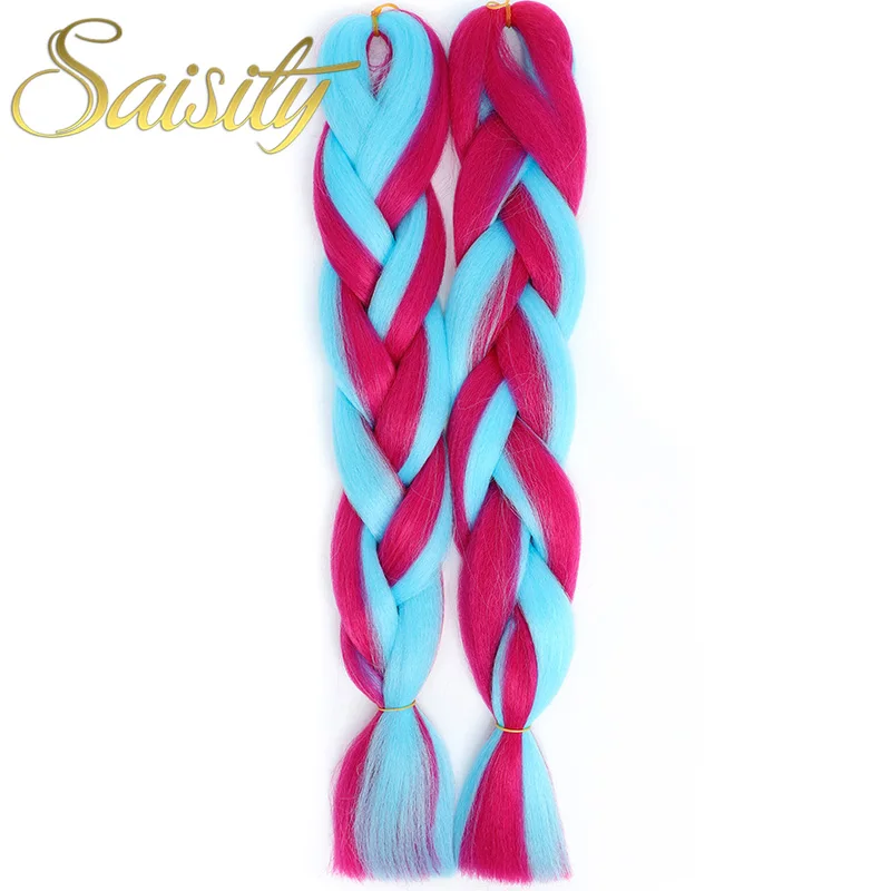 Saisity Synthetic Crochet Hair Extensions Jumbo Braids Purple Pink Blue Red Blend Color Braiding Hair - Цвет: 4/27HL