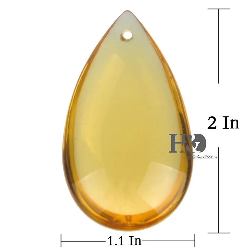 50 шт./партия, подвеска в виде капли воды, желтые кристаллы части для люстры, товары для свадебной вечеринки, украшение дома