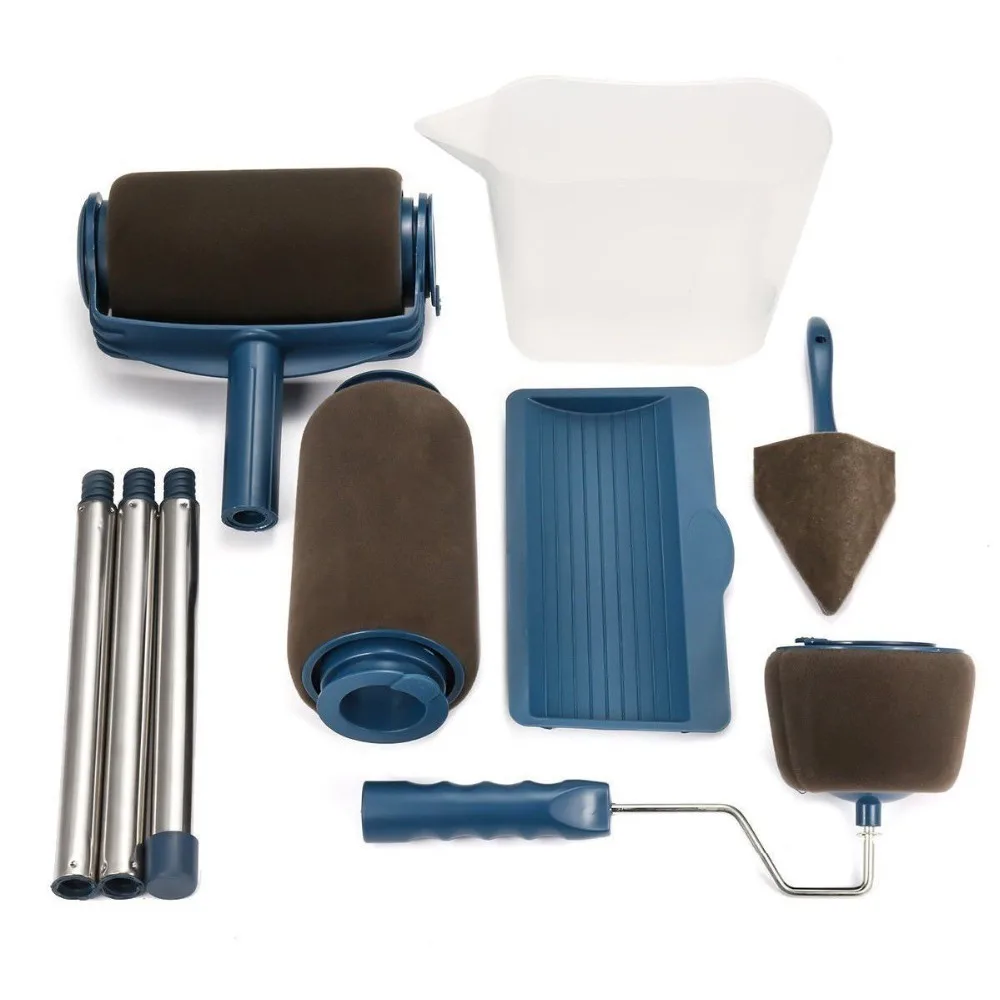 6pcs//Set Paint Pro Roller Brush Set Wall Painting Edge Handle Tool Kit Home