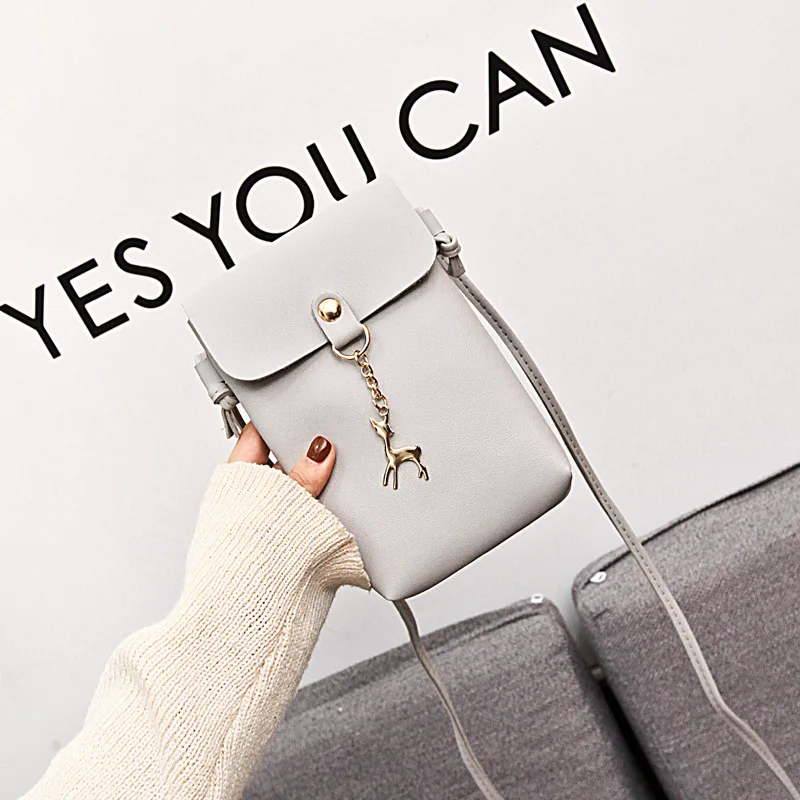 

Crossbody Bags For Women 2018 Fashion Deer Pendant PU Mini Pink Bag Korean Style Messenger Bags Women Mobile Phone Shoulder Bag