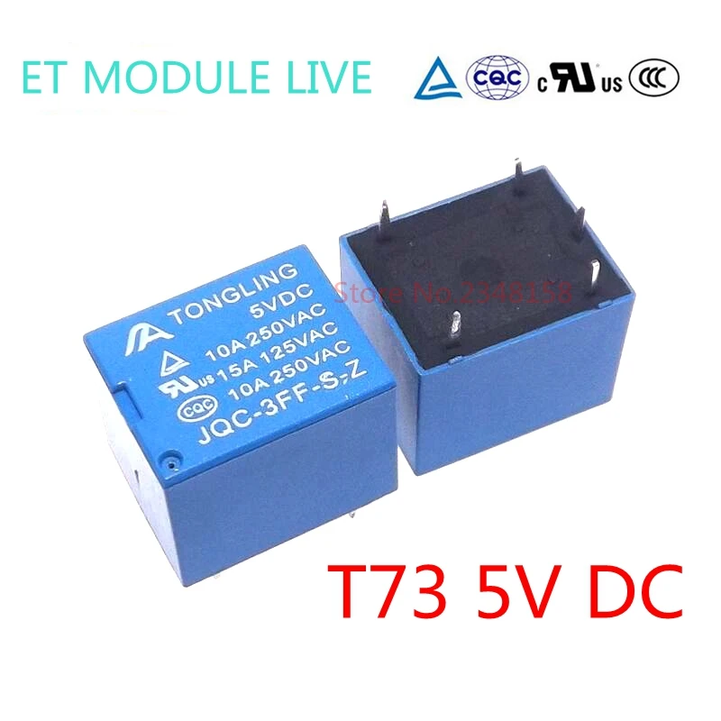 5pcs JQC 3FF S Z 05VDC 10A 250 VAC Power relay PCB Type T73 5V 5 feet