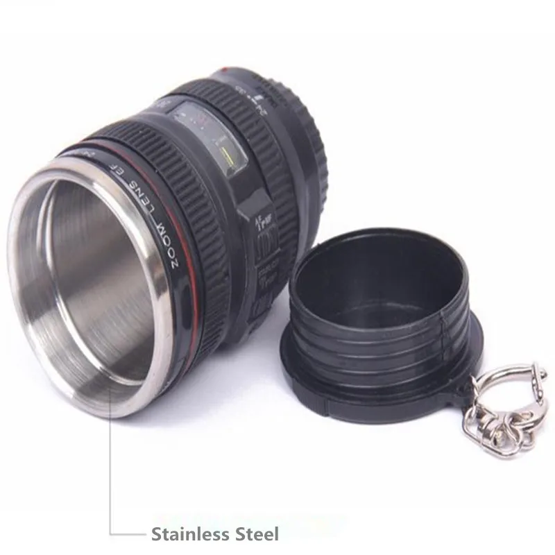 50 ml de la Lente de la cámara Tazas ABS + Acero inoxidable emulación Cámara termo de agua de la taza de botella de Whisky de copas de vino para acampar al aire libre
