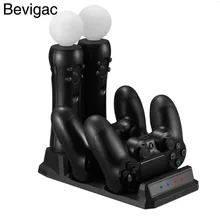 Bevigac 4 в 1 двойной Зарядное устройство зарядная станция Стенд держатель базы для Игровые приставки PS4 Dualshock 4 двигаться VR контроллер аксессуары