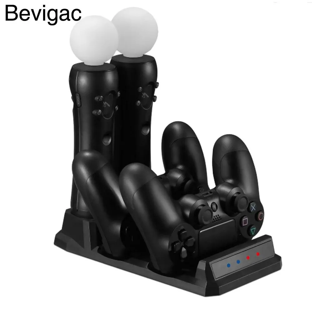 

Bevigac 4 in 1 Dual Charger Charging Station Stand Holder Base For PlayStation PS4 Dualshock 4 Move VR Controller Accessories