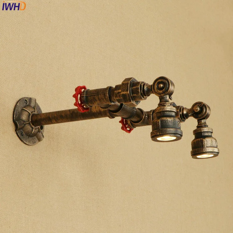 IWHD Vintage Industrial Loft Wall Lamp Iron Adjustable Arm LED Wandlamp Retro Bathroom Light Creative Applique Murale Luminaire