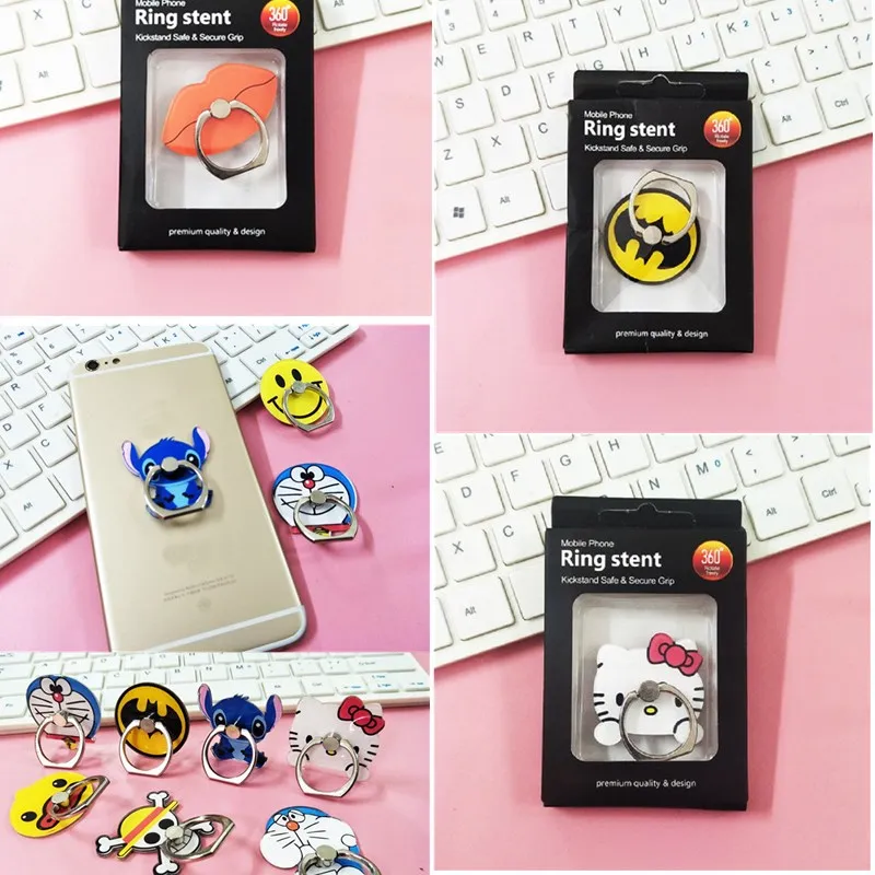 Cute Cartoon Full Degree Mental Phone holder Finger Ring Stand Lovely Bracket Smartphone Accessories for Samsung iphone Xaiomi