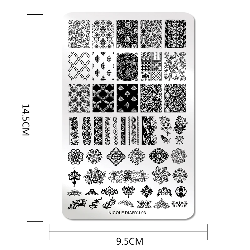 Николь дневник цветы шаблон ногтей штамповки пластины Изображение Живопись