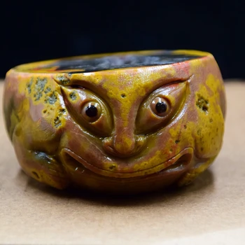 

100% natural crystal agate carving toad skull hole healing Home Furnishing feng shui ornaments