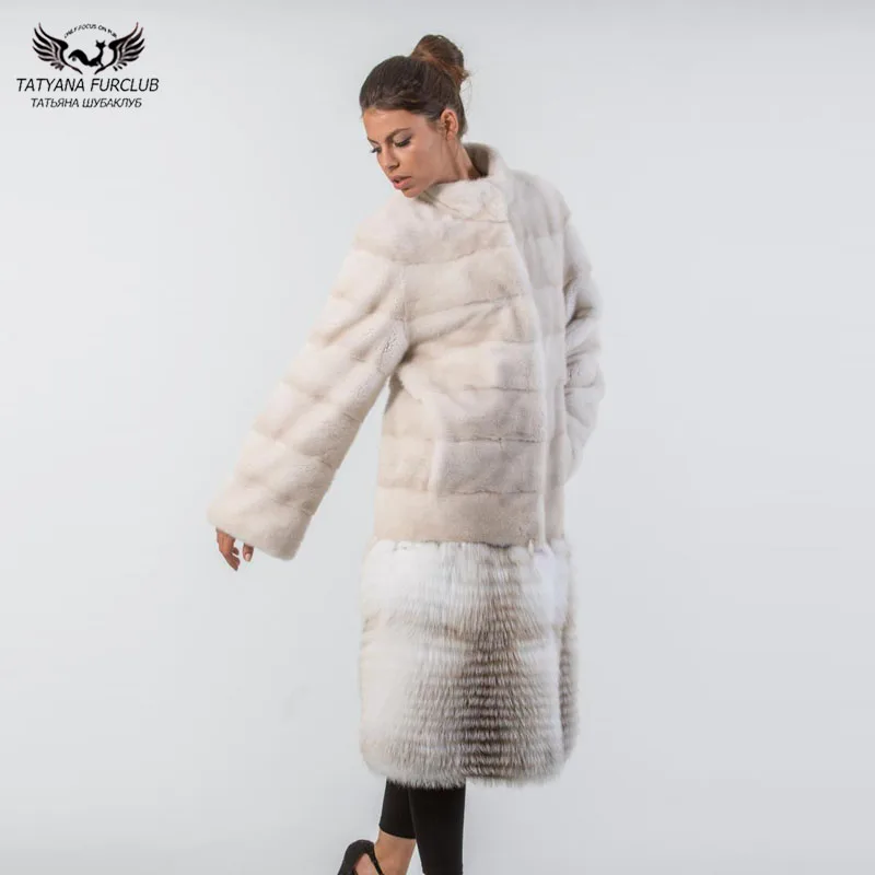 

Tatyana Furclub Mink Fur Jacket With Stand Collar Natural Fur Overwear Warm Mink Fur coats Genuine Leather Fur Clothes new 2018