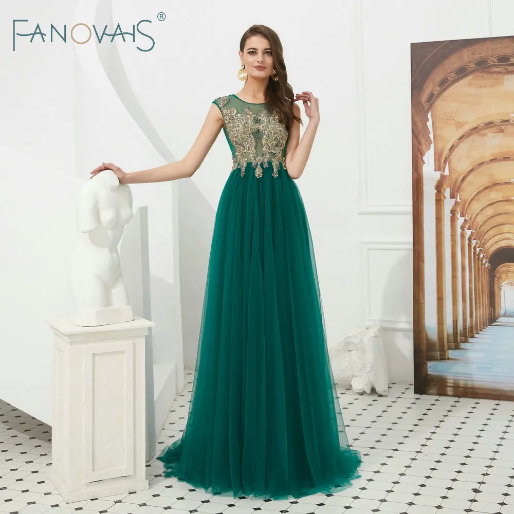 Зеленые вечерние платья с Мыс тюль Арабские Vestido De Fiesta длинные Вечерний Robe de Soiree