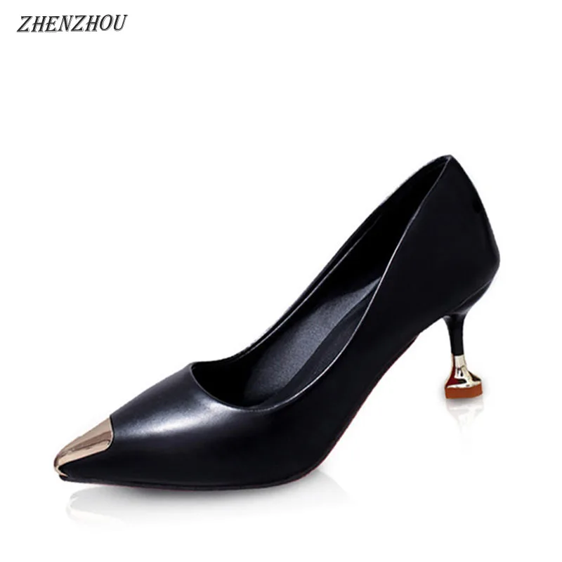 

ZHENZHOU Women Pumps 2018 spring and autumn women shoes Pointed heels The shallow mouth Fine with The bride wedding shoe