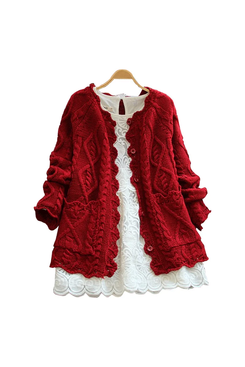 Осенне-зимний женский кардиган в стиле Mori Girl, Однотонный свитер, вязаный хлопковый короткий жакет, Модный женский свитер, пальто