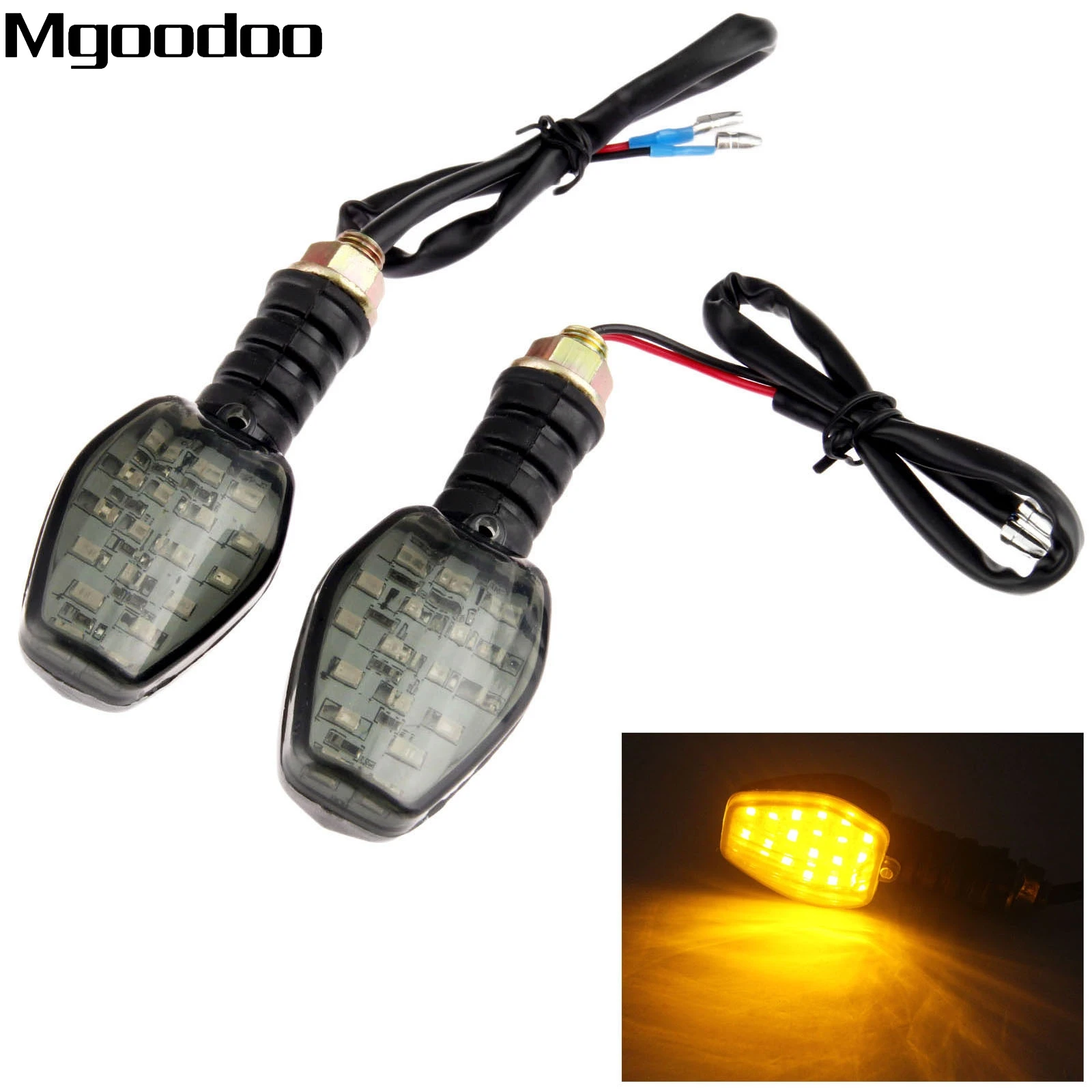 

Mgoodoo 2x Universal Motorcycle Turn Signal Indicator Light Yellow LED Lights Blinker Lamp Flashers Smoked 12V For Honda Suzuki