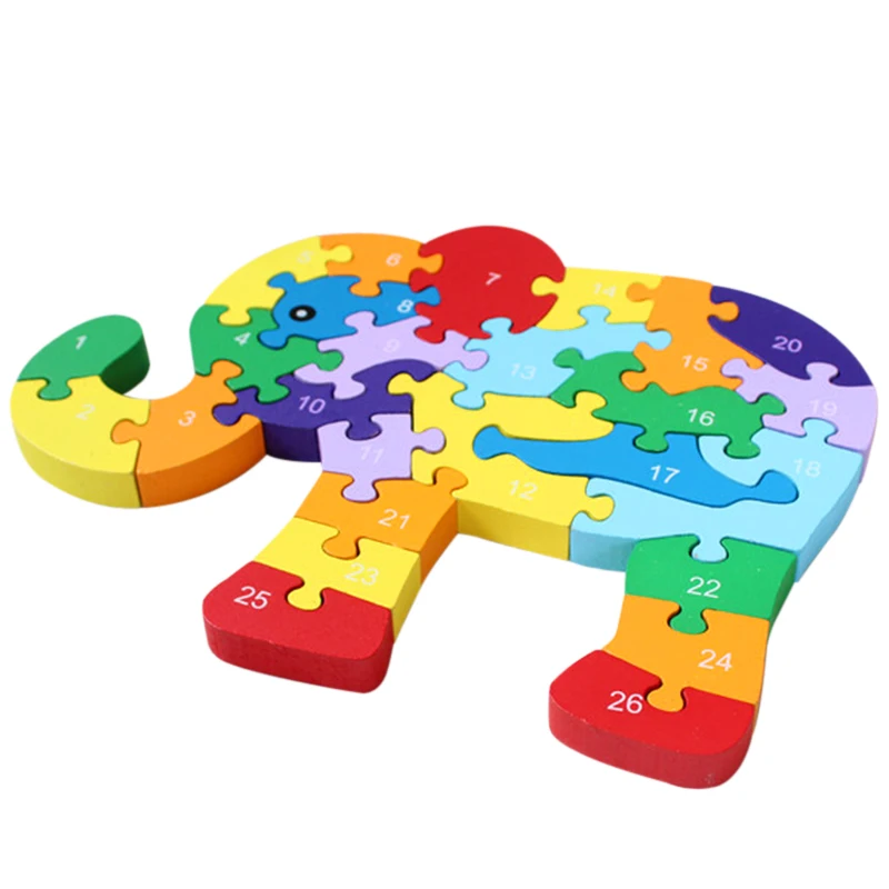Montessori Toys for Children Early Educational Learning Wooden Toys 3D Cartoon Animal Puzzle Teaching Aids