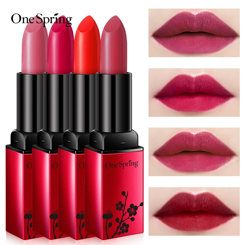 Natural Matte Lipstick Nude Waterproof Long Lasting  Lip Gloss Cosmetic Makeup Moisturizing Ruddy Silky Thin Tube Profession