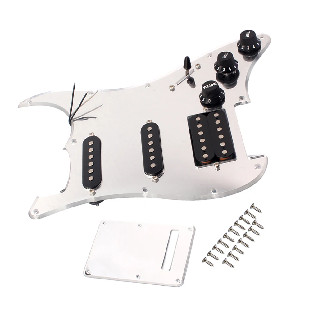 Electric Guitar Mirror Pickguard SSH Loaded Pickups Scratch Plate with Back Cover for Acoustic Guitar Accessories