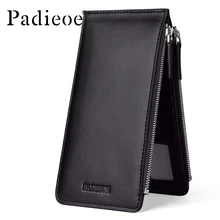 Padieoe 2017 Fashion New Design Cow Leather Credit Card Holder Men Leather ID Card Holder Wallet Double Zipper Women Purse Bag