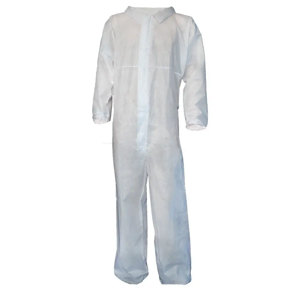 

SMMS White Disposable Breathable Coverall Jumpsuits for Men Against Dust&Limited Liquid Splashes Chemical Protective Paint Suit