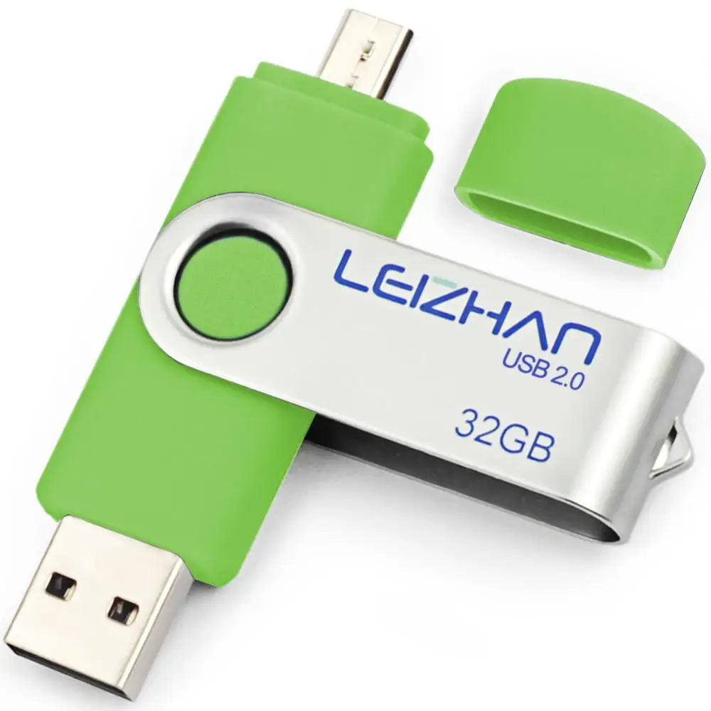 LEIZHAN Micro USB флэш-накопитель 128 ГБ для samsung Galaxy S7/S6/S5/S4/S3/Xiaomi/Meizu huawei Memory Stick Photostick usb-накопитель 64 ГБ - Цвет: Micro-USB 2.0-Green