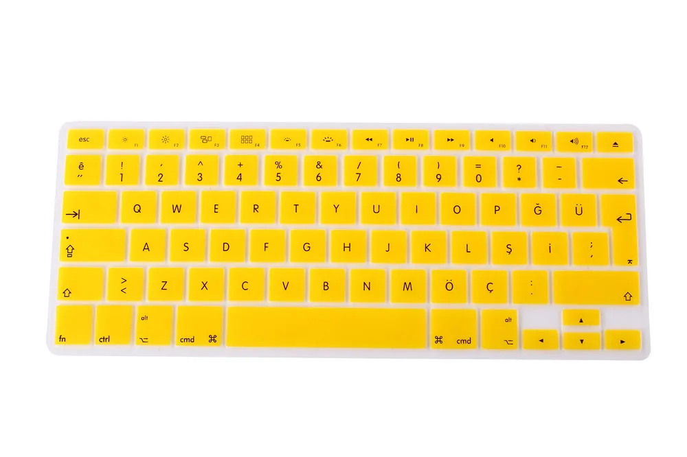 Turkish Letters Keyboard Protector for Macbook Air Pro Retina 13" 15" 17" Laptop Skin Covers for Mac book 13 15 EU Euro Version - Цвет: Yellow