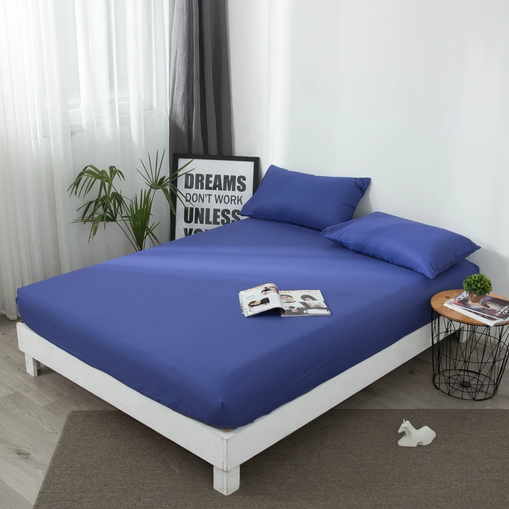 Solid color soft polyester fabric fitted sheet mattress ...