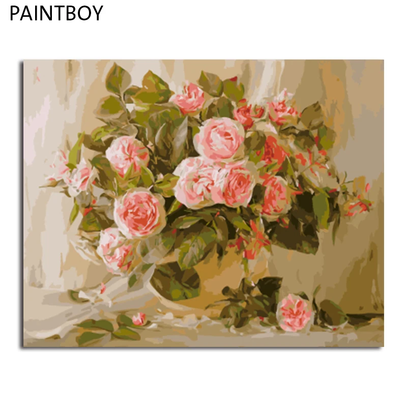 

PAINTBOY Framed DIY Painting By Numbers Flowers Coloring By Numbers Hand Painted On Canvas Home Decor Wall Art