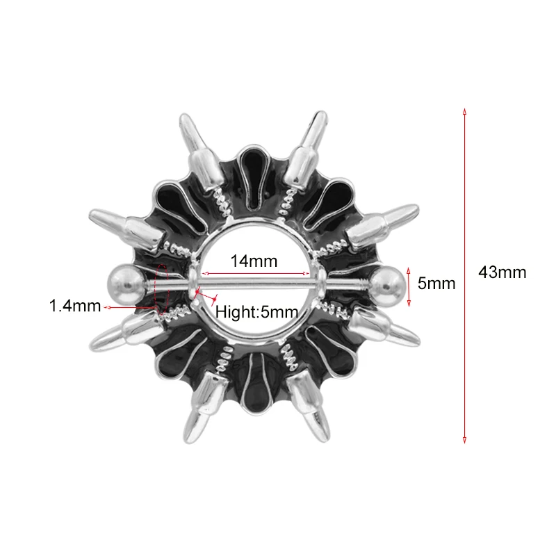 2 шт. Новинка панк Радиационная форма пуль пирсинг сосков, сексуальные кольца для пирсинга, ювелирные изделия для сосков, спираль, трагус, подарок для женщин и мужчин