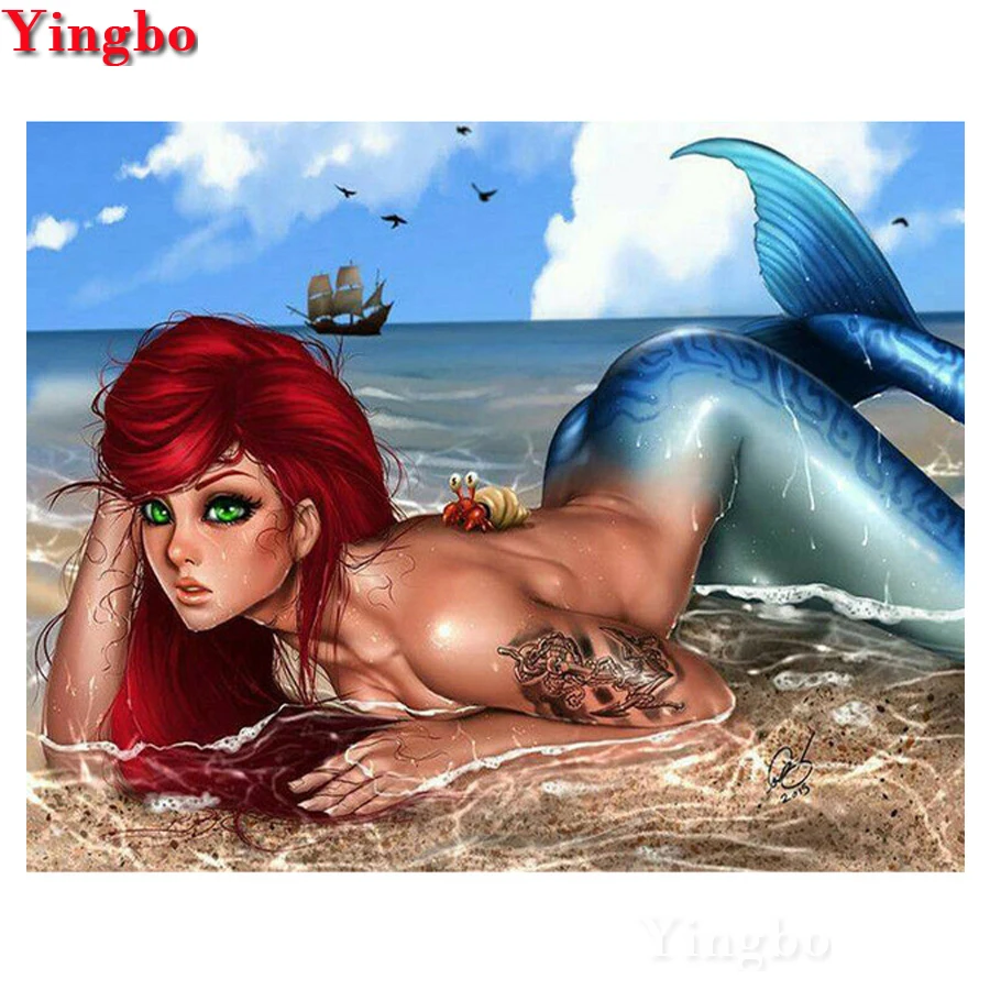 

Square/Round Diamond Painting Cross Stitch Mermaid Needlework 5D DIY Diamond Mosaic Pictures of Rhinestones Home Decor Cartoon