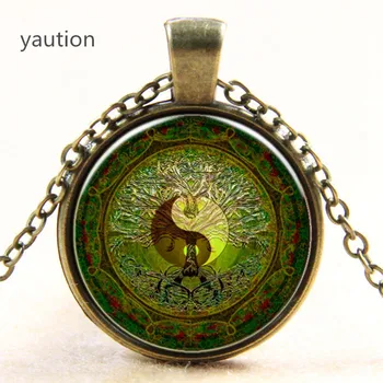 

Green mandala time gem of yin and yang pendant necklace silver necklace for Europe new