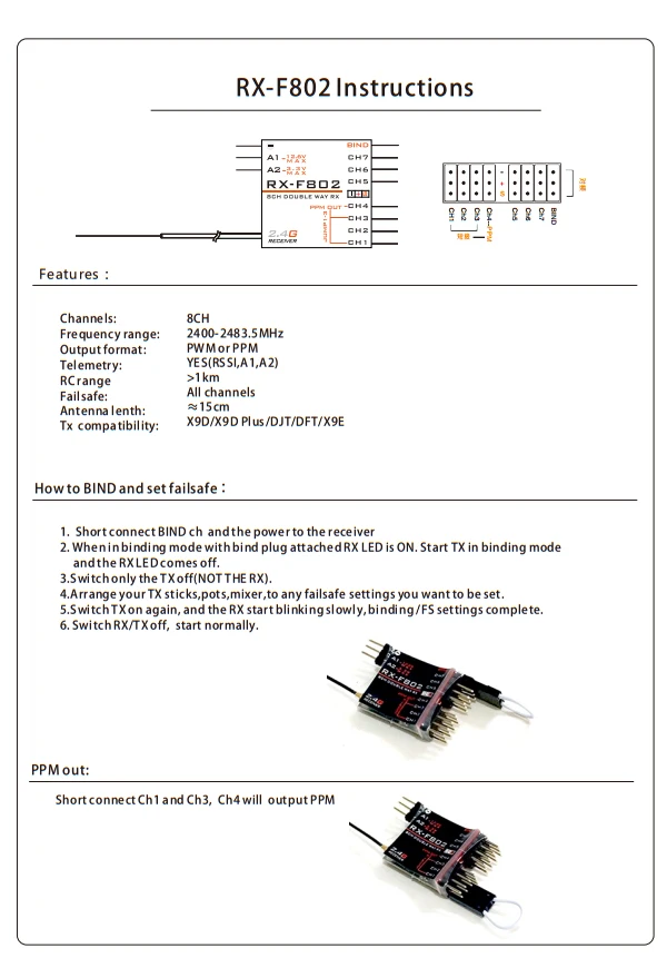 FrSky джемпер D8 совместимость 4/8 канальный приемник AC401/F80/F802er для FrSky X9D/X9D P/QX7, XJT, DFT, DJT, метил-dht модули