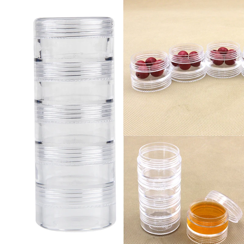 New Five Conjoined Round Bottle Plastic Storage Bead font b Jewelry b font Packing Boxes font
