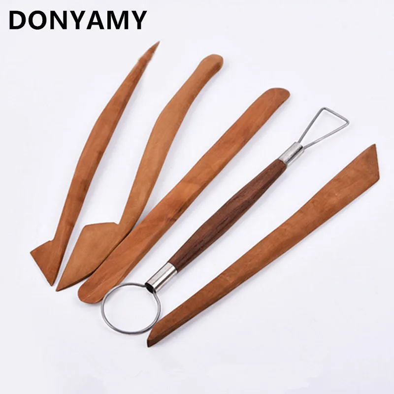 Buy 5Pcs/set wooden knife clay tool Pottery Clay
