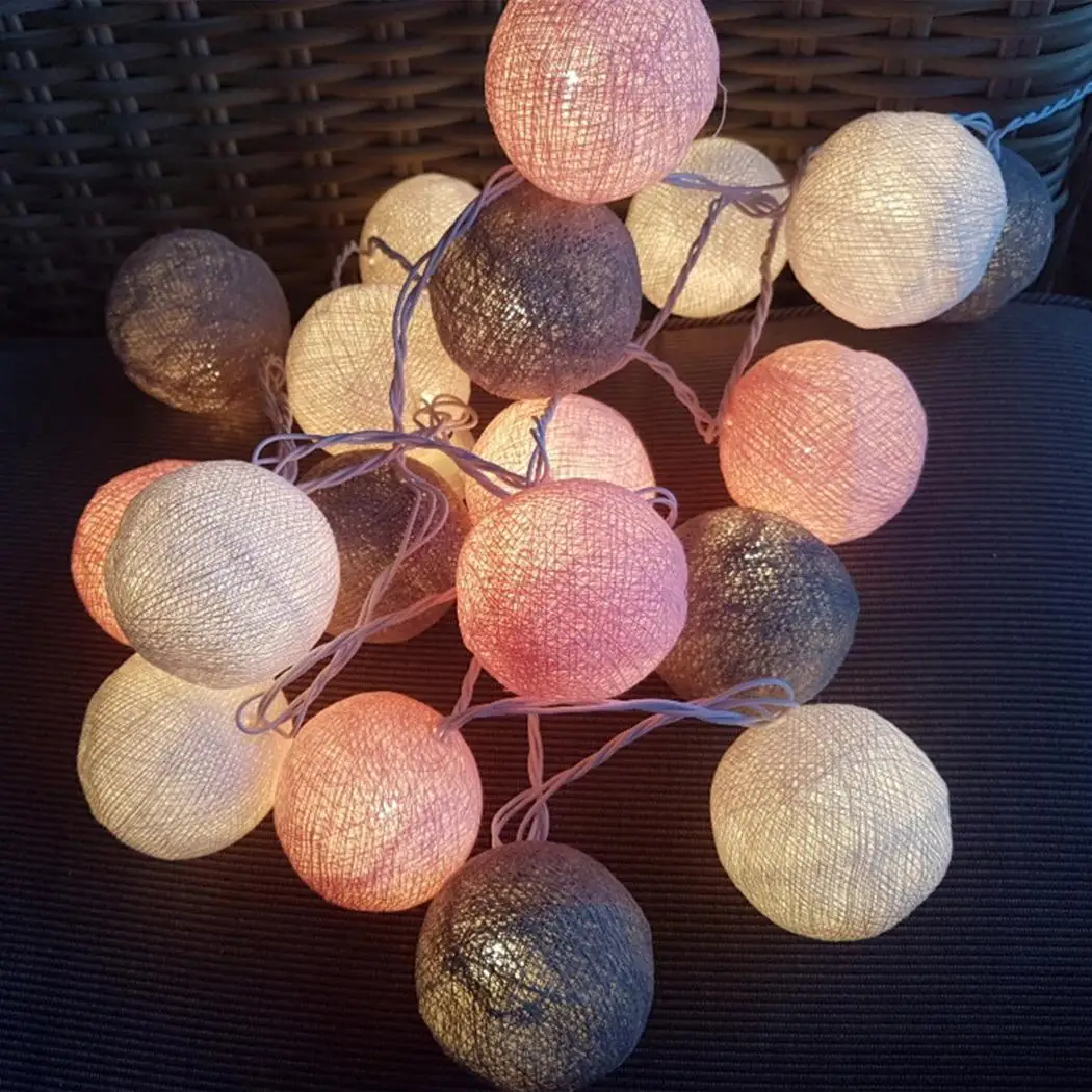 

3M 20 LEDs Cotton Ball String Fairy Night Lights Kid Children Bedroom LED String Light Home Decoration Lamp for Party Wedding