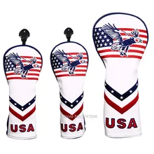 Free Shipping Golf Driver Cover Fairway Wood Cover Hybrid Head Cover USA Starts and Stripes Design Style with Eagle Pattern