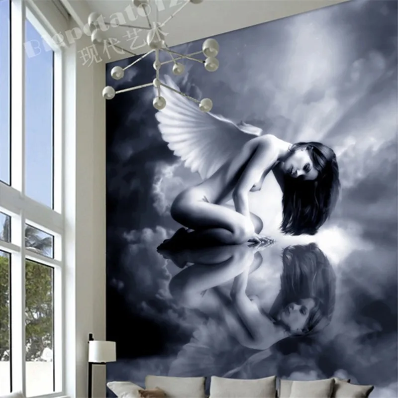 Free-shipping-Fallen-Angels-bedroom-nude-body-painting-freehand3D-stereoscopic-hotel-entrance-large-mural-wallpaper-Custom (1)