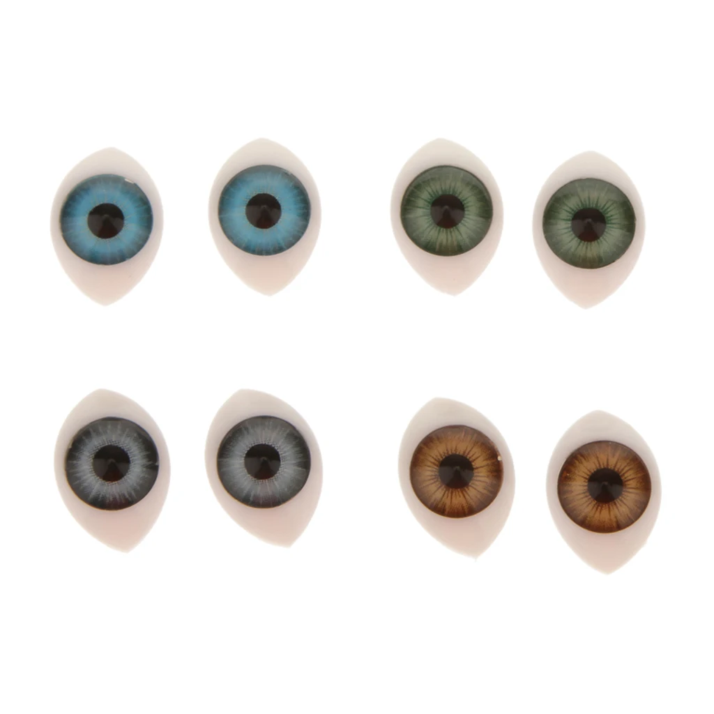 8Pcs/Lot 4 Color Oval Hollow Back Plastic Eyes for Doll Animal Toy Mask DIY 9mm