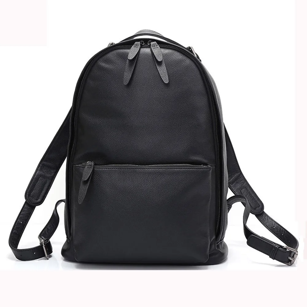 Zency, черный женский рюкзак, натуральная кожа, мужская и женская большая дорожная сумка, школьная сумка, Большой Вместительный ранец для ноутбука, унисекс - Цвет: Черный