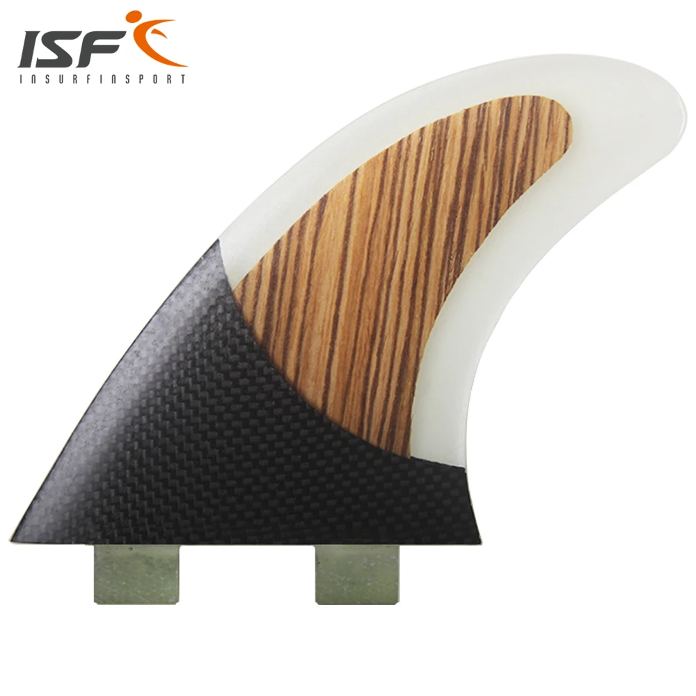 

Insurfin Carbonfiber Surfboard Fins Thruster Fin Set (3) FCS Compatible Large Wood Surf Fin