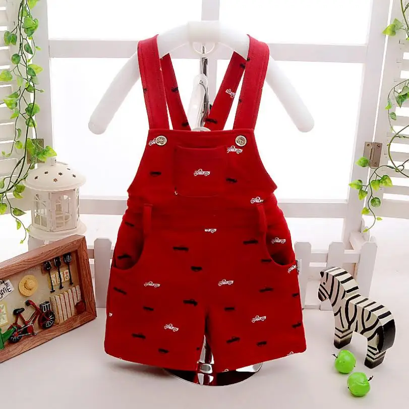 

2019 Summer New Children's Overalls Baby Boys Girls Clothes Printing Belt Pants Jumpsuits Newborn Cotton Bib Trousers Y503