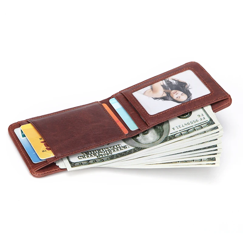  GENODERN Casual Small Wallet for Men Genuine Leather Male Slim Wallets Short Mini Wallet with Card 