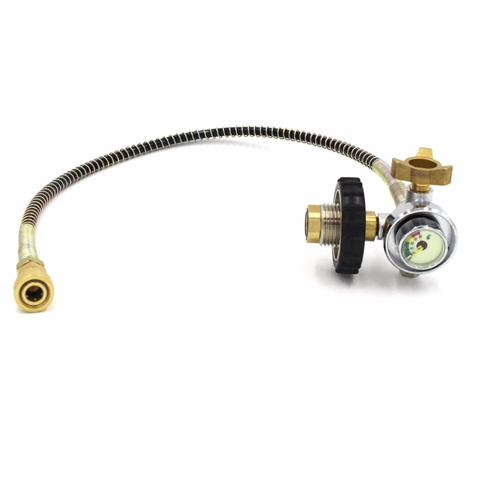 

PCP Scuba Diving Valve Filling Station CO2 Filling Valve Black G5/8 300bar Small Gauge Carbon Fiber Cylinder Air Refill Adapter